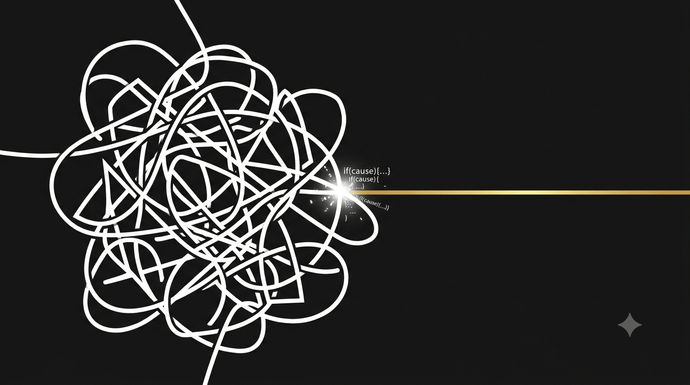 AI-generated abstract artwork of scribbly lines resolving to a straight line