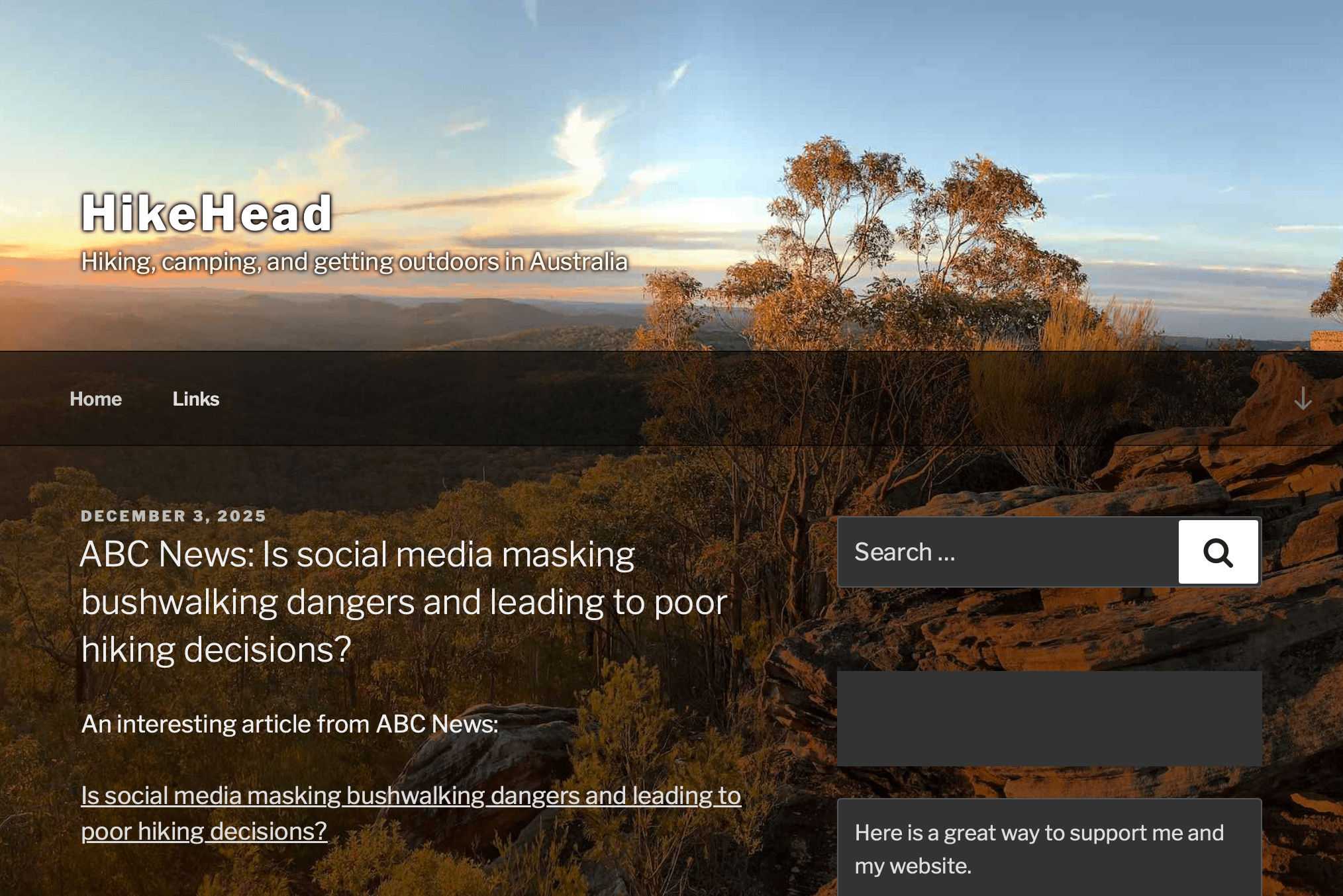 HikeHead hiking website screenshot
